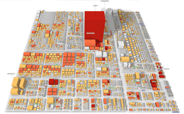 Visualisierung eines komplexen Systems als Software-Landkarte